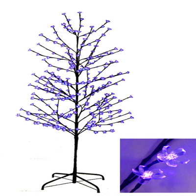 Arbre de fleurs de cerisier 6 'avec lumières DEL mauves indigo Enchanted Garden