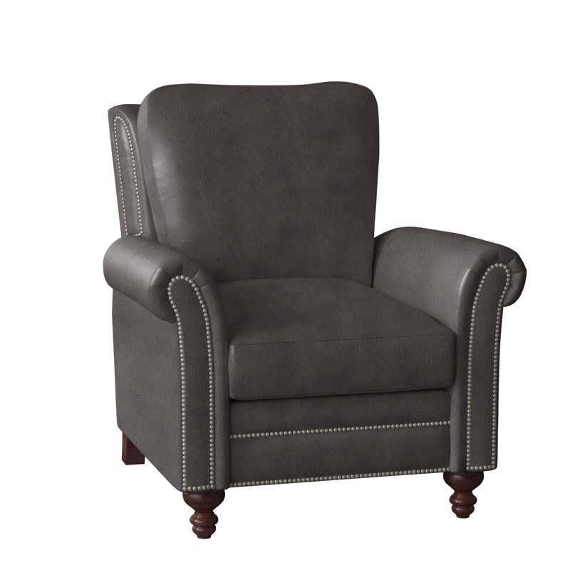 Richardson Recliner, Rio Mineral Genuine Leather, Mahogany, Pewter