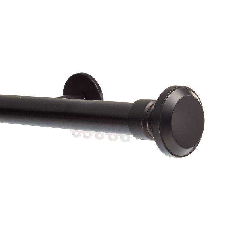 Santos Single Traverse Curtain Rod, 48", Black