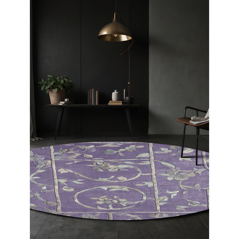 Tapis mauve soyeux et moelleux, Rectangulaire 3 pi x 5 pi