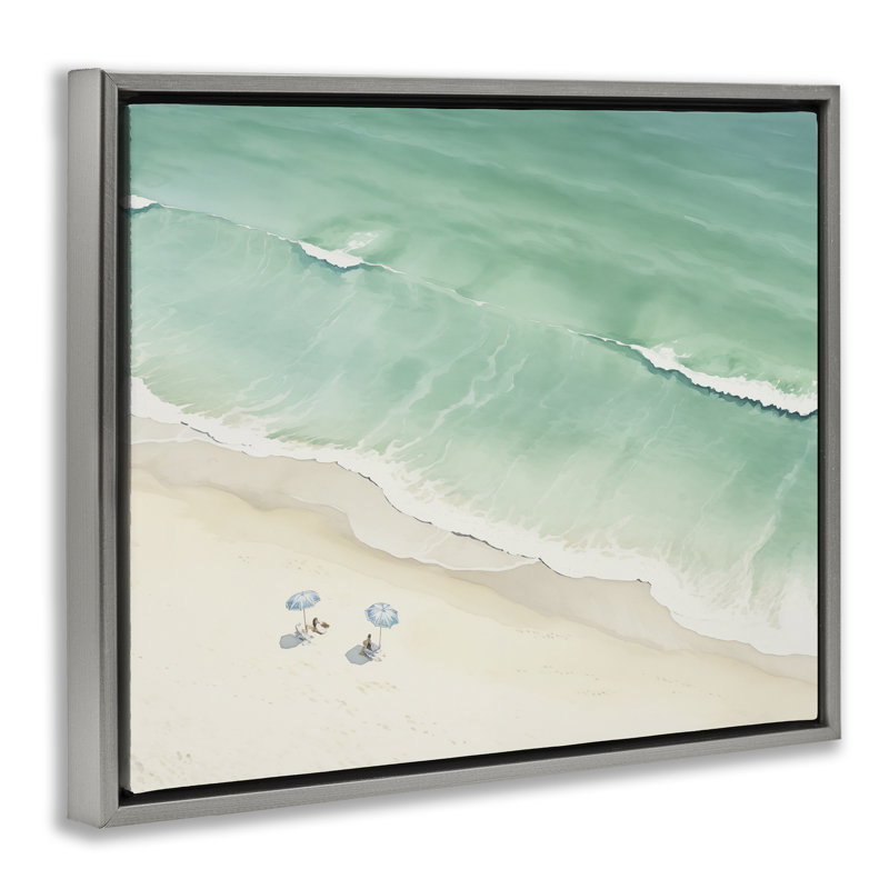  «Summer Shore Beachgoers», reproduction d'art encadrée sur toile brune par Arlington Prints, H 17 po x l 21 po