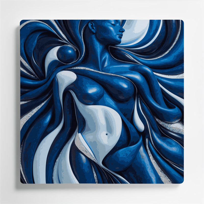 Art mural abstrait en métal bleu figuratif abstrait 12, H 16 po x l 16 po