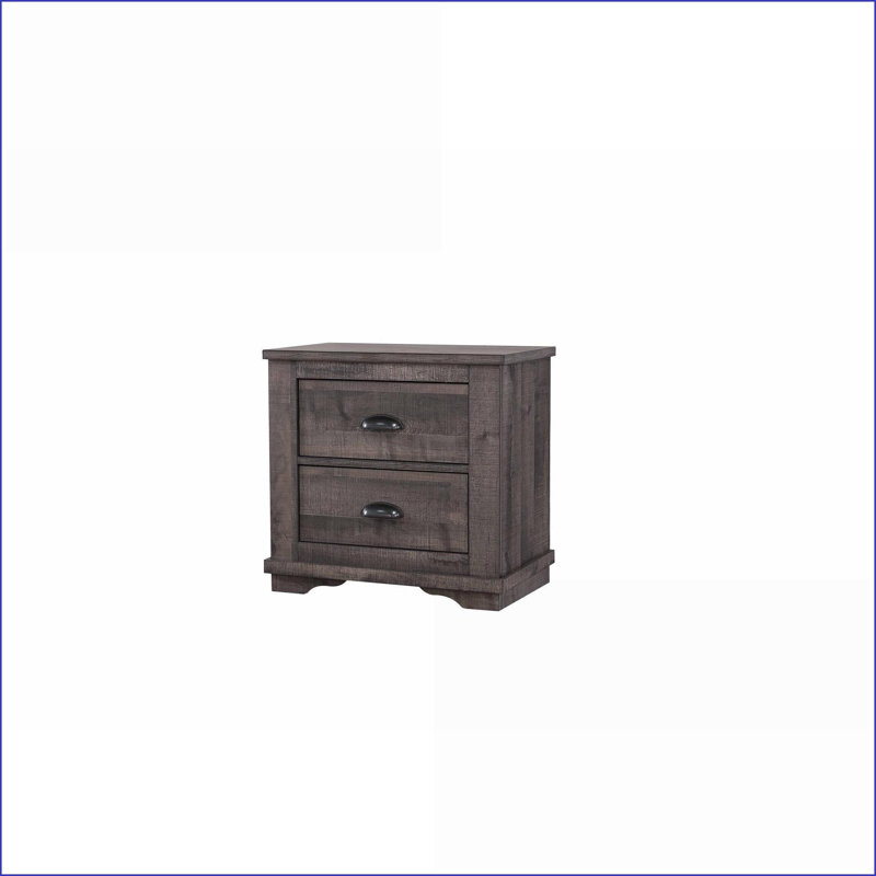 Table de chevet 2 tiroirs Rustic Gray, Gris