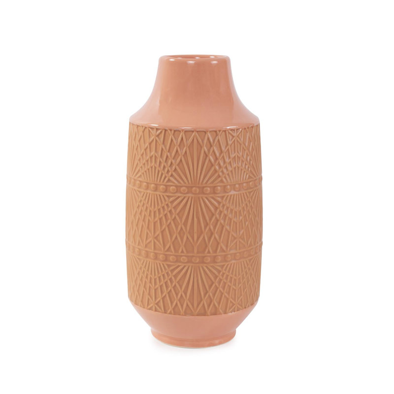 Richland Embossed Peach Vase- Medium, 14" H x 4.75" W x 4.75" D