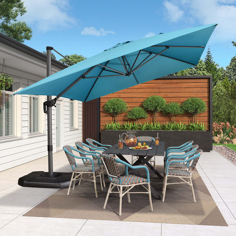 304cm X 396cm Rectangular Cantilever Parasol, Turquoise Blue