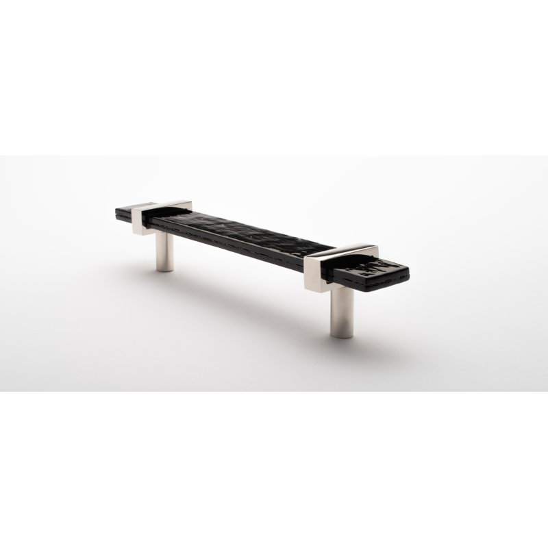 Adjustable 9" Length Bar Pull, 7", Polished Nickel/Black