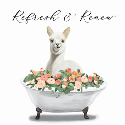 Llama In The Tub - Wrapped Canvas Print