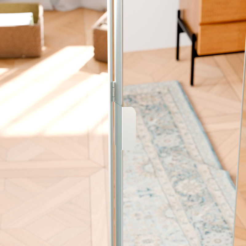 30 in. x 80 in. White Mirrored Glass Full Lite Bi-Fold Door