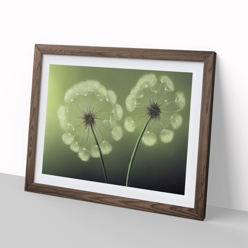 Soulful Dandelion Flowers - Single Picture Frame Print, 46cm H x 64cm W x 2cm D, Walnut