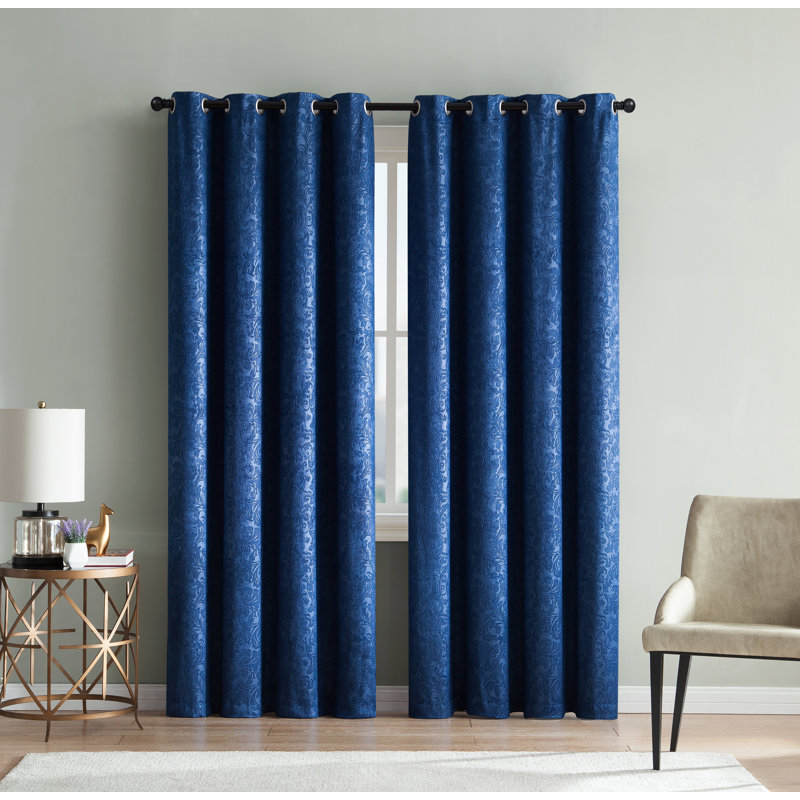 Panneau de rideau occultant avec œillets Jamie, Bleu, 55" W x 90" L