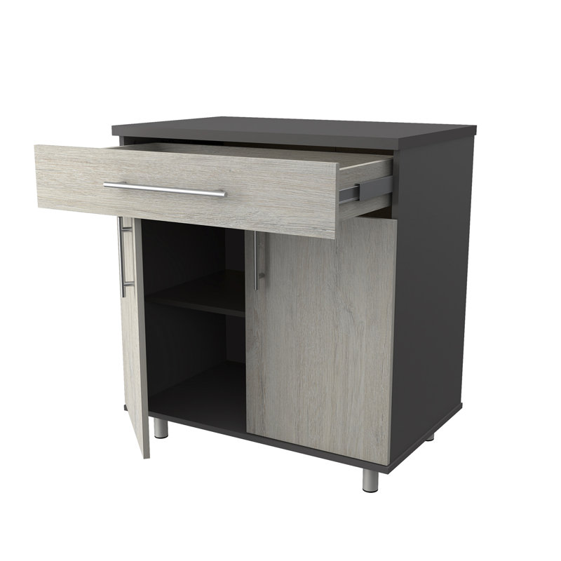 Jezelle Single Storage Cabinet ( 34.65'' H x 31.5'' W x 19.69'' D), Chantilly Oak/Gray