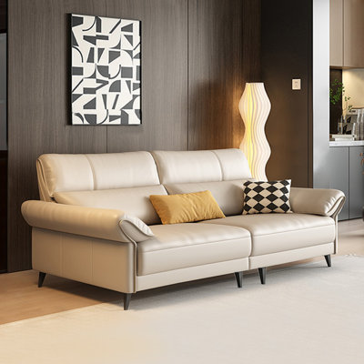 Canapé modulaire kaki en cuir véritable