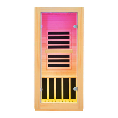 Eulen Solid Wood Single Infrared Sauna Room With Bluetooth Audio, Sole Control, Panoramic Warm Light