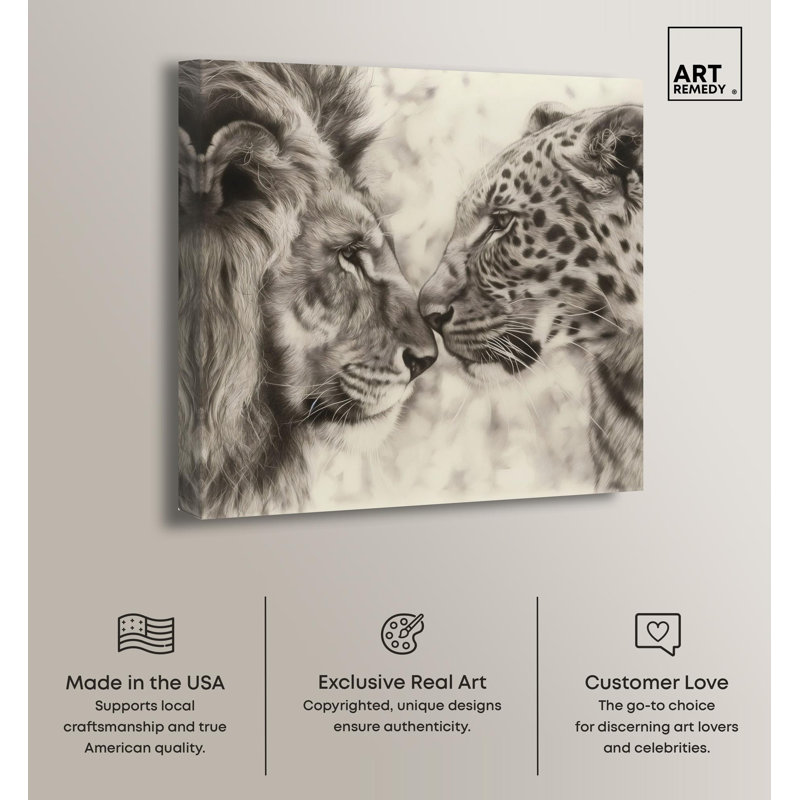 Roars & Purrs of Love 12" x 12" Canvas Animal Art Print