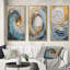 3 pièces sur toile - Spirales vibrantes bleues dorées-1832607125-1832607146