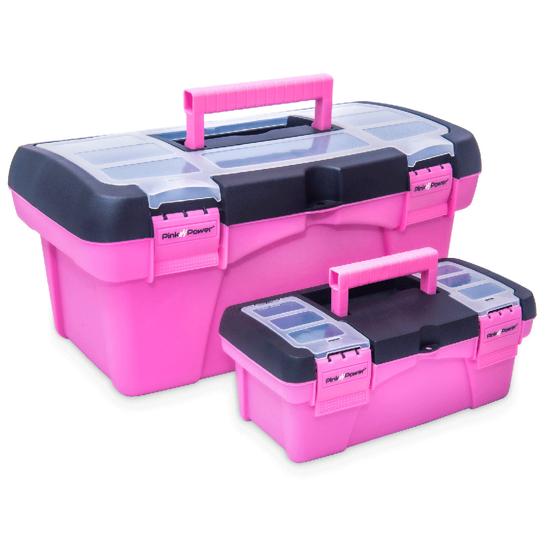 Pink Power Pink Tool Box Set - Storage for Sewing, Art & Craft Organizer (2 Pack) Pink Power