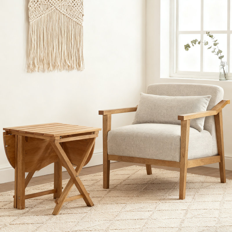 Fauteuil d'appoint moderne en bois avec coussin lombaire, Blé