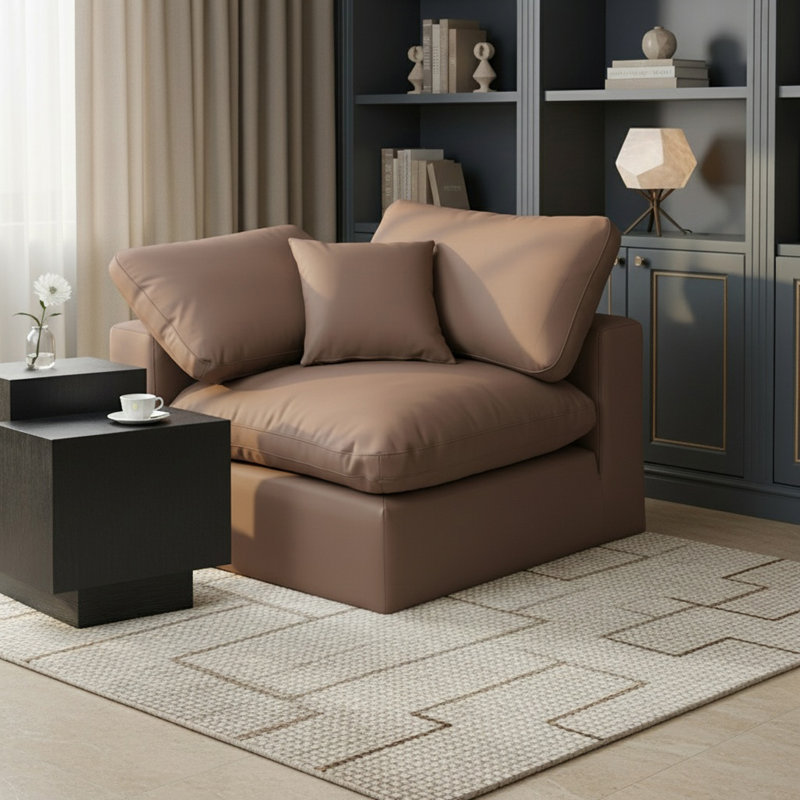 Chaise d'appoint l 40 po, Cuir brun végétalien