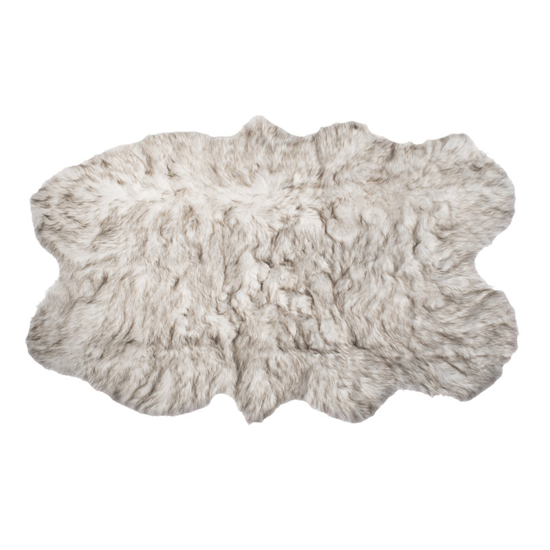 Laperle Gradient Chocolate Faux Sheepskin Fur Area Rug, 4' x 6'