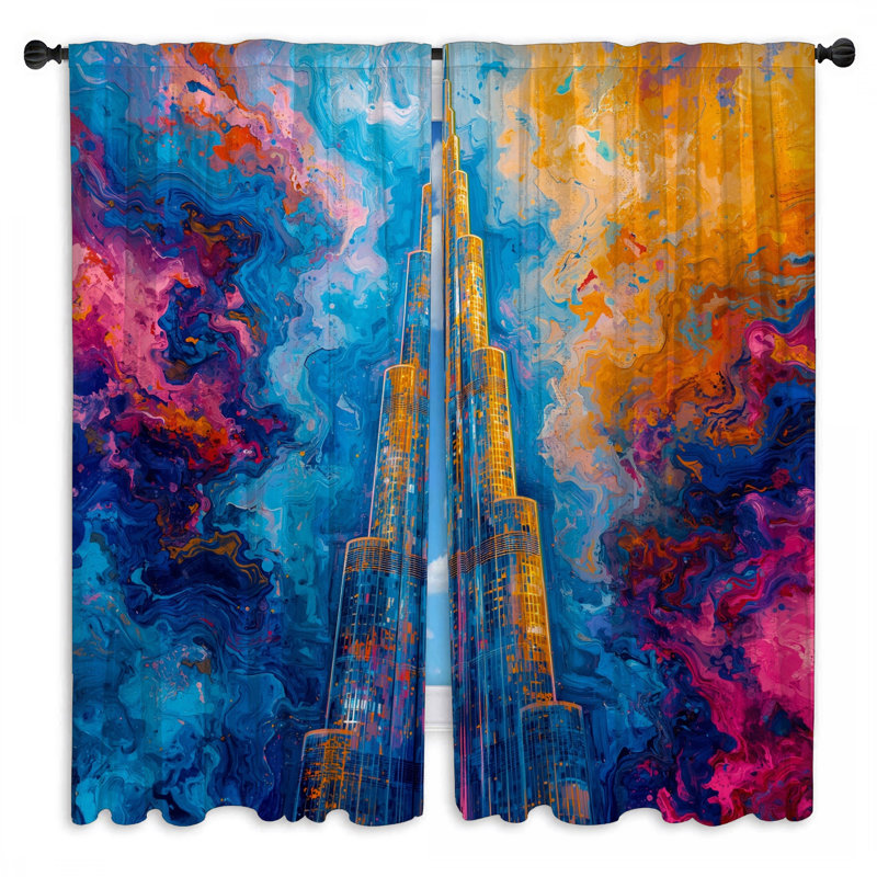 Tall Skyscraper, Sheer, 40in x 82in - 2 panels