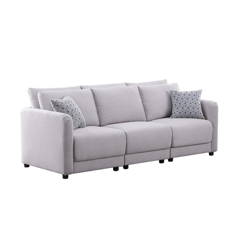 Canapé moderne en lin avec coussins Penelope, H 32,55 po x l 85,55 po x P 34,55 po