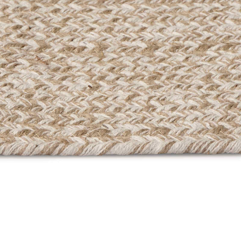 Hand Braided Area Rug, White/Natural, Oval 205cm x 305cm