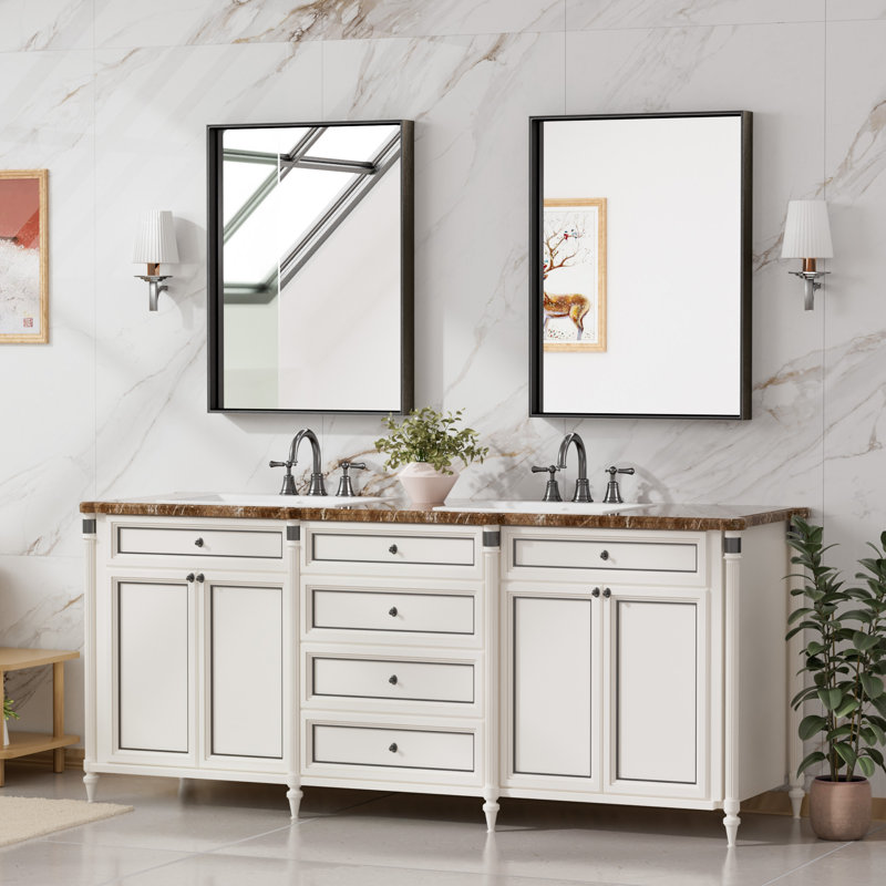 Stemn Framed Bathroom Vanity Mirror Accent Mirror, Noir, 32" x 24"
