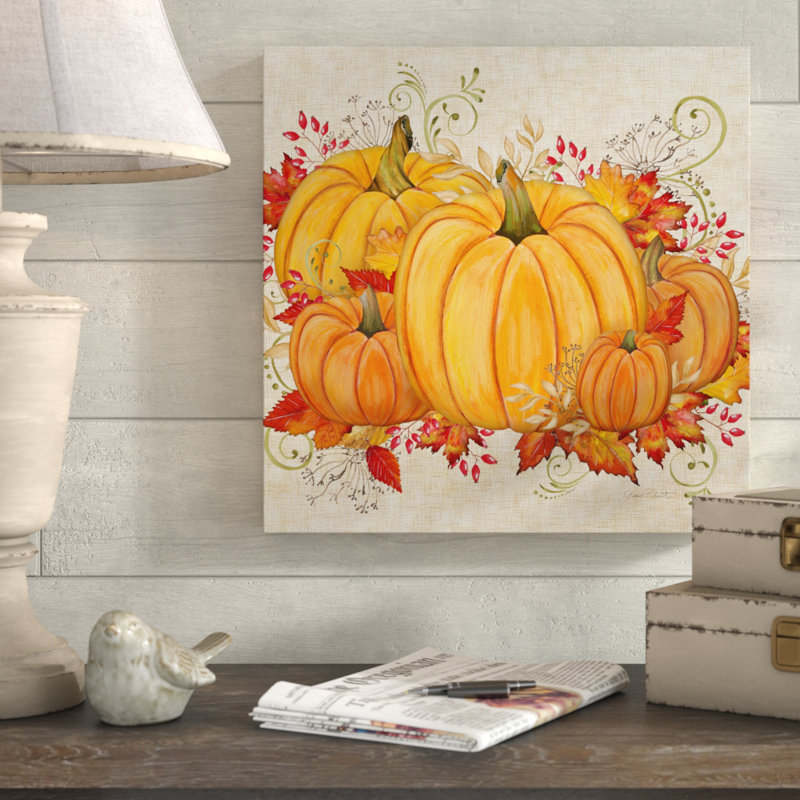 «Fall Pumpkins», reproduction de peinture acrylique sur toile tendue, H 24 po x l 24 po x P 2 po
