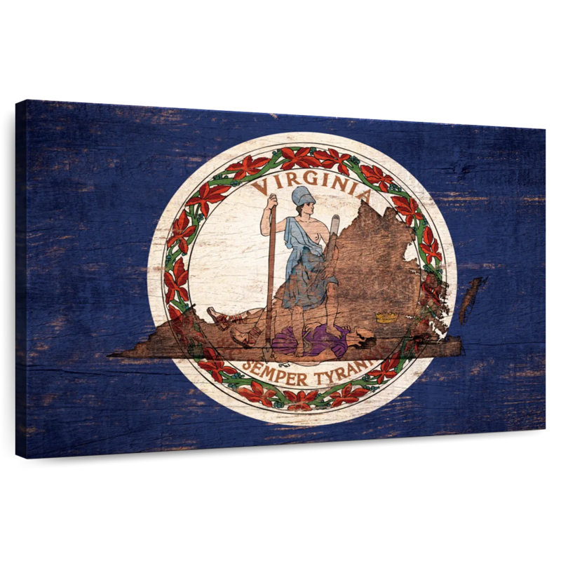 Borges State Map Over Virginia Flag, 24" H x 36" W