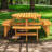 8-Person Round Outdoor Wooden Picnic Table with 4 Built-in Benches and Umbrella Hole – Fir Wood, 2220 lb Weight Capacity-1893059670
