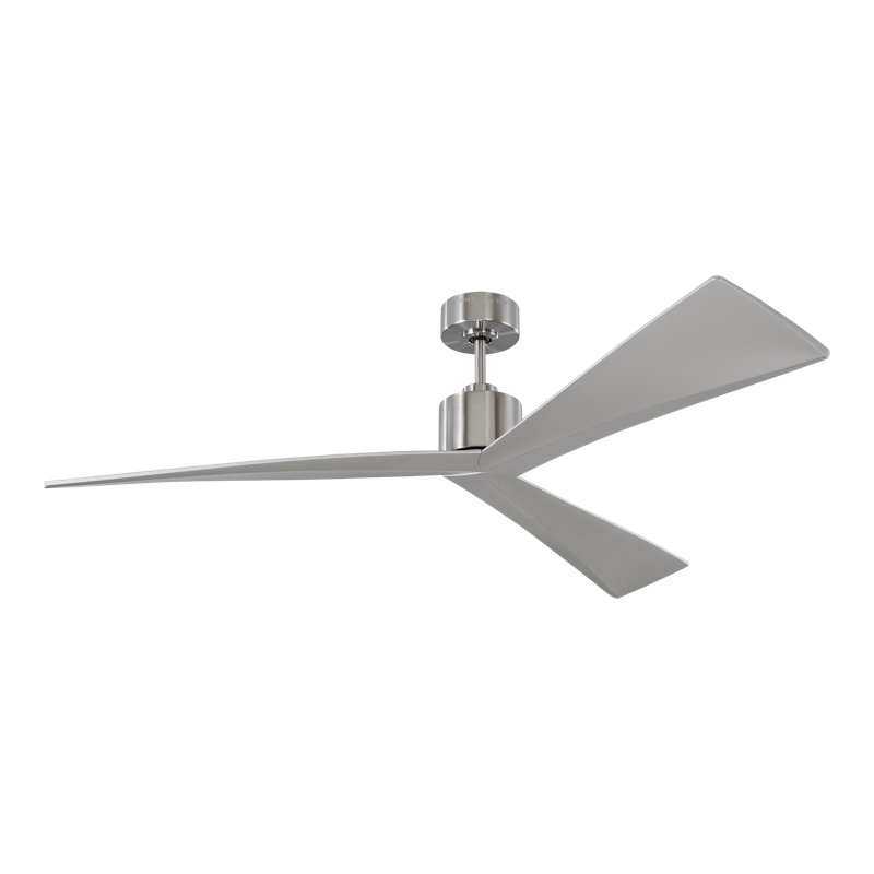 Ventilateur de plafond 3 pales avec télécommande Mirage, Acier brossé / argenté, 52"