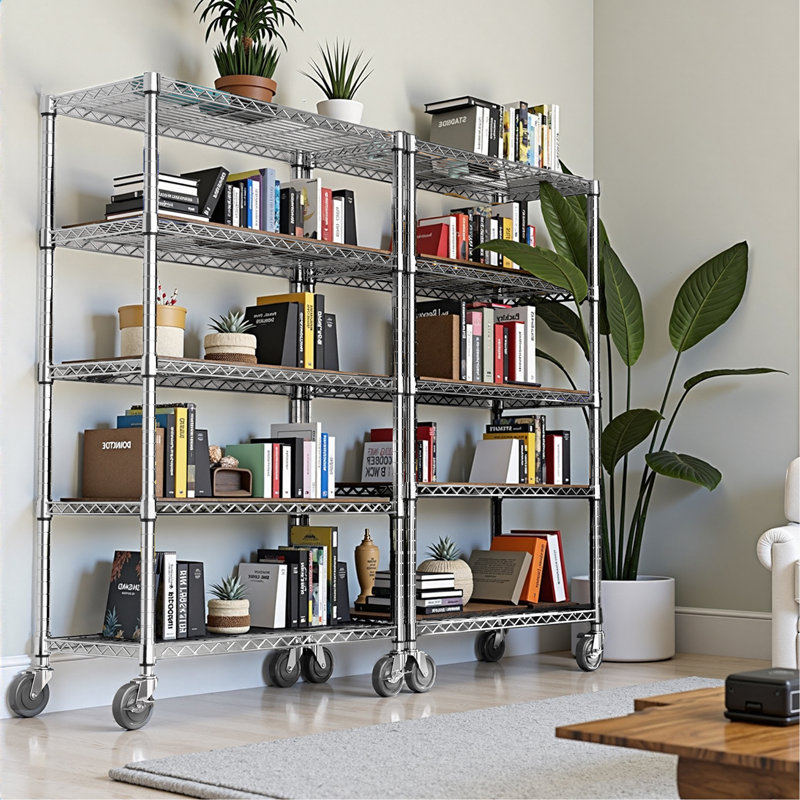 Étagère de rangement en acier à 6 niveaux avec roulettes, support en acier pour la maison, la cuisine, le bureau et le garage