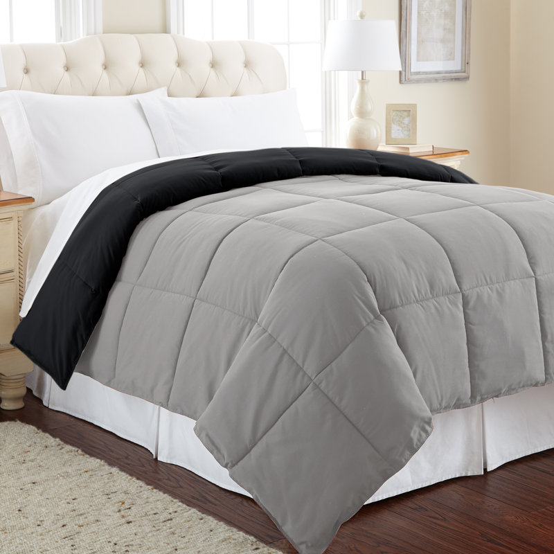 King Anthracite and Silver Reversible Down Alternative Comforter Set