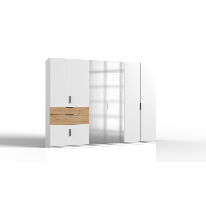 Arianit 8 Door Manufactured Wood Wardrobe, White/Artisan Oak