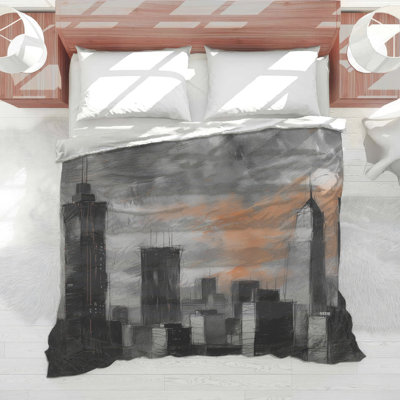 Urban Skyline Illustration Comforter