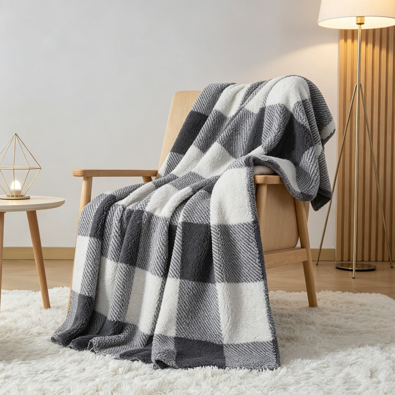 Jeté Sherpa, L 60 po x l 50 po, Gris
