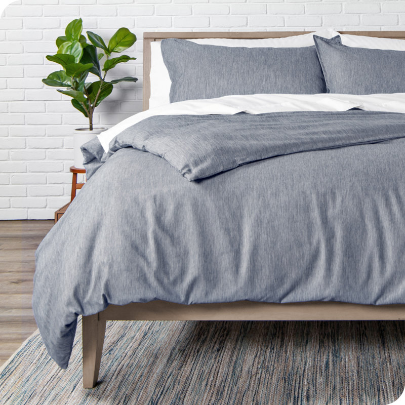 Premium Microfiber Duvet Cover and Sham Set, King Duvet Cover + 2 King Shams, Heather Blue
