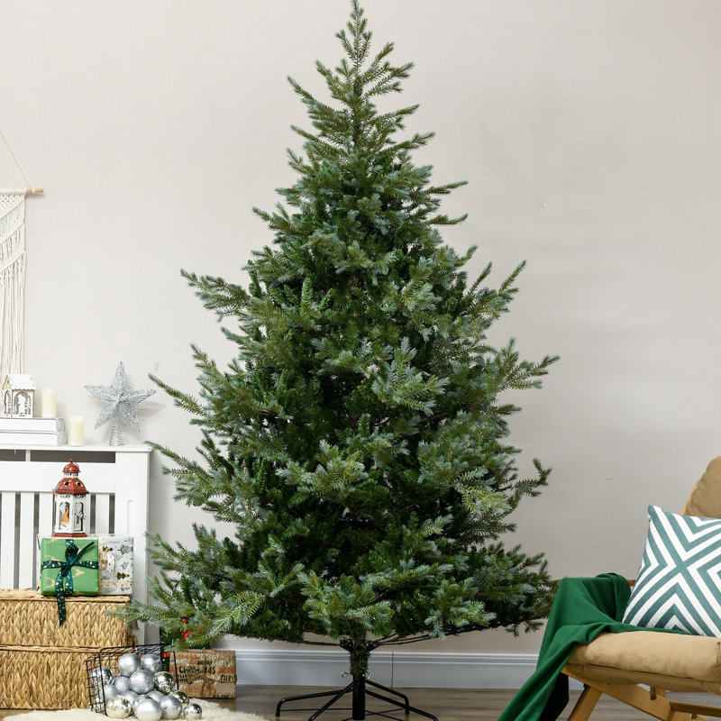 Arbre de Noël artificiel 7,5 pi, 1288 branches, ouverture automatique, ignifuge, base en aluminium facile à rembourrer, H 88,5 po, matériau plastique