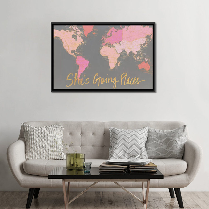 " She's Going Places " by Elizabeth Medley, Black Framed, No Mat, 32'' H x 48'' W x 1.5'' D