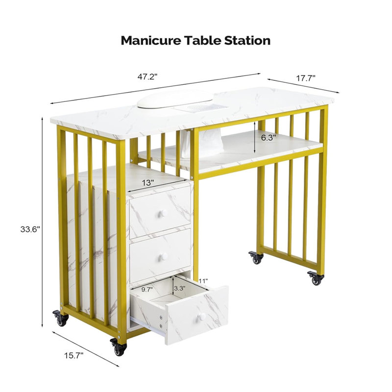 Table de manucure avec collecteur de poussière