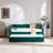 Velvet Upholstery Daybed with Trundle,USB Port ,Side Pockets-1010462259