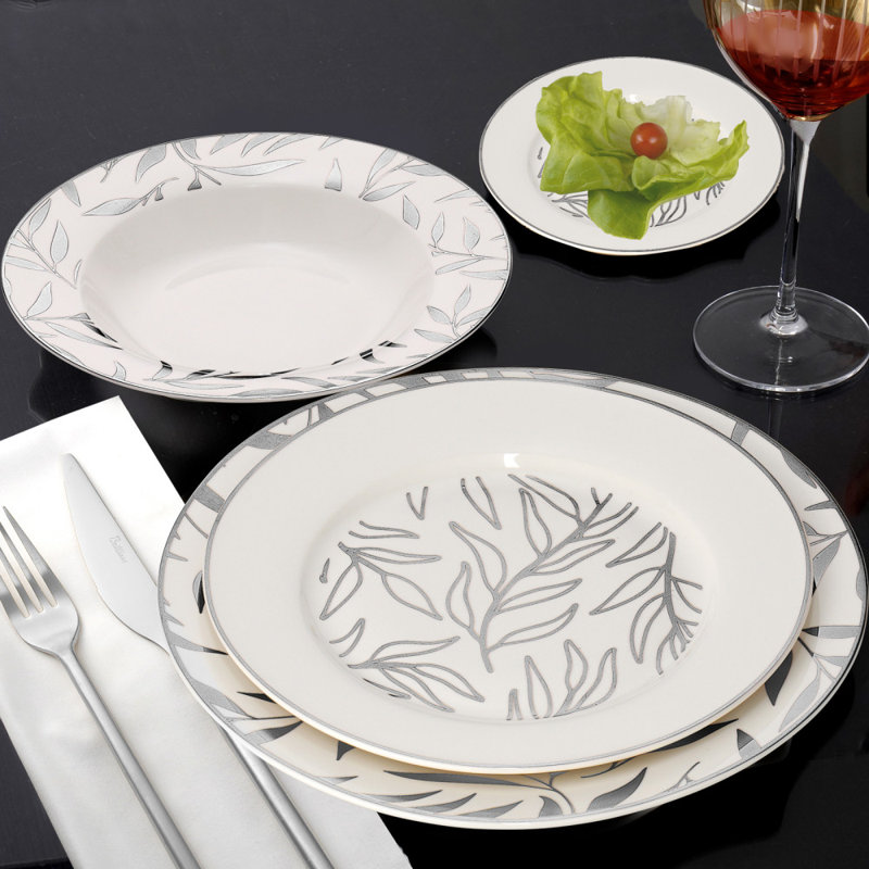 Canora Grey Anaria Bone China Platter, White/Silver