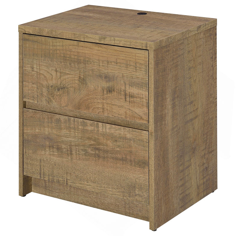 Geary Mango 2-Drawer Nightstand LED Lights And USB, Mango
