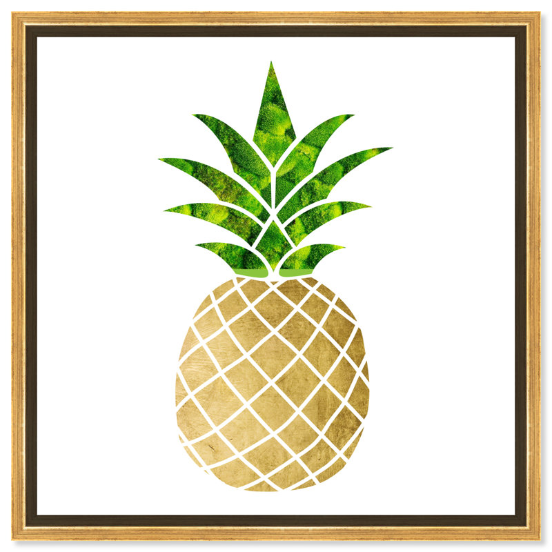 Fruits ananas - impression d'art graphique, H 40 po x l 40 po x P 1,5 po, Encadrement doré