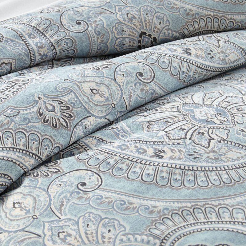 Pure Melody Aqua Queen Paisley Microfiber Sheet Set