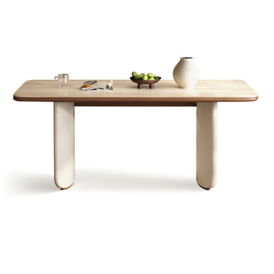 Beige+Crystal-cream+Nut-brown Rectangular Sintered Stone+Manufactured Wood Dining Table