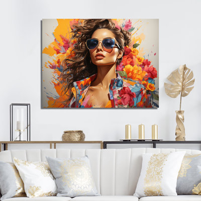 Tropica, lunettes de soleil, mode Mid-Century, portrait - Illustration de mode, art mural
