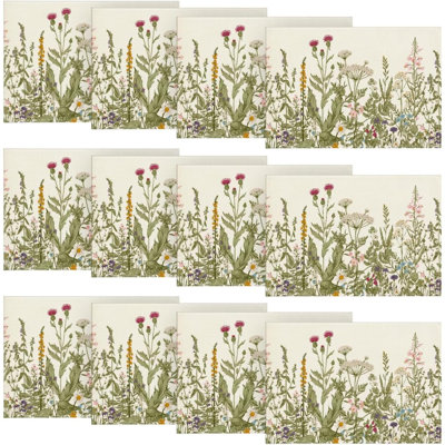 Antique Herbs And Wild Flowers Summer Placemats Set Of 12  Seasonal Wildflower Spring Table Mats For Party Kitchen Dining Decoration