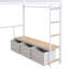  Lit mezzanine double avec bureau, garde-robe ouverte et compartiments de rangement multicouches, blanc-1630049083