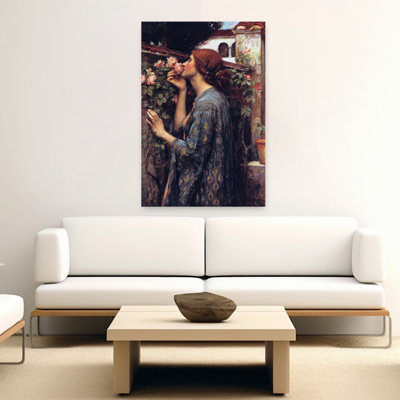 The Soul Of The Rose Classic Abstract Orchid Violet Rose Summer Landscape Wall Art Print by John William Waterhouse - 1 Piece Wrapped Canvas Wall Art